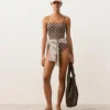 Bandeau-Badeanzug aus Piqué mit Polka-Dots Bandeau-Badeanzug aus Piqué mit Polka-Dots