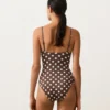 Bandeau-Badeanzug aus Piqué mit Polka-Dots Bandeau-Badeanzug aus Piqué mit Polka-Dots