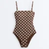 Bandeau-Badeanzug aus Piqué mit Polka-Dots Bandeau-Badeanzug aus Piqué mit Polka-Dots