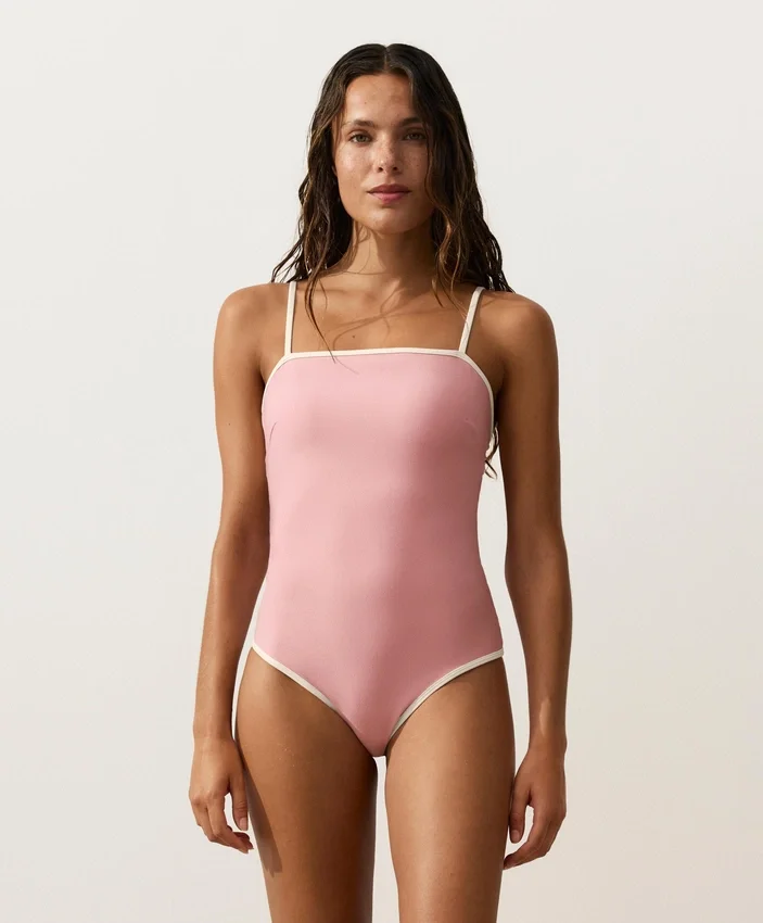 Bandeau-Badeanzug mit Kontrastbesatz Bandeau-Badeanzug mit Kontrastbesatz
