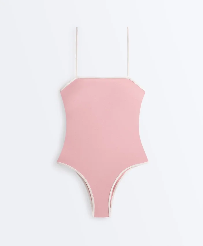 Bandeau-Badeanzug mit Kontrastbesatz Bandeau-Badeanzug mit Kontrastbesatz