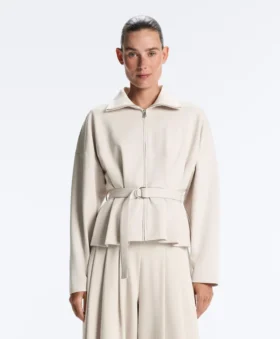 Baumwoll-Piqué-Jacke mit Gürtel Baumwoll-Piqué-Jacke mit Gürtel