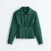 Baumwoll-Piqué-Jacke mit Gürtel Baumwoll-Piqué-Jacke mit Gürtel