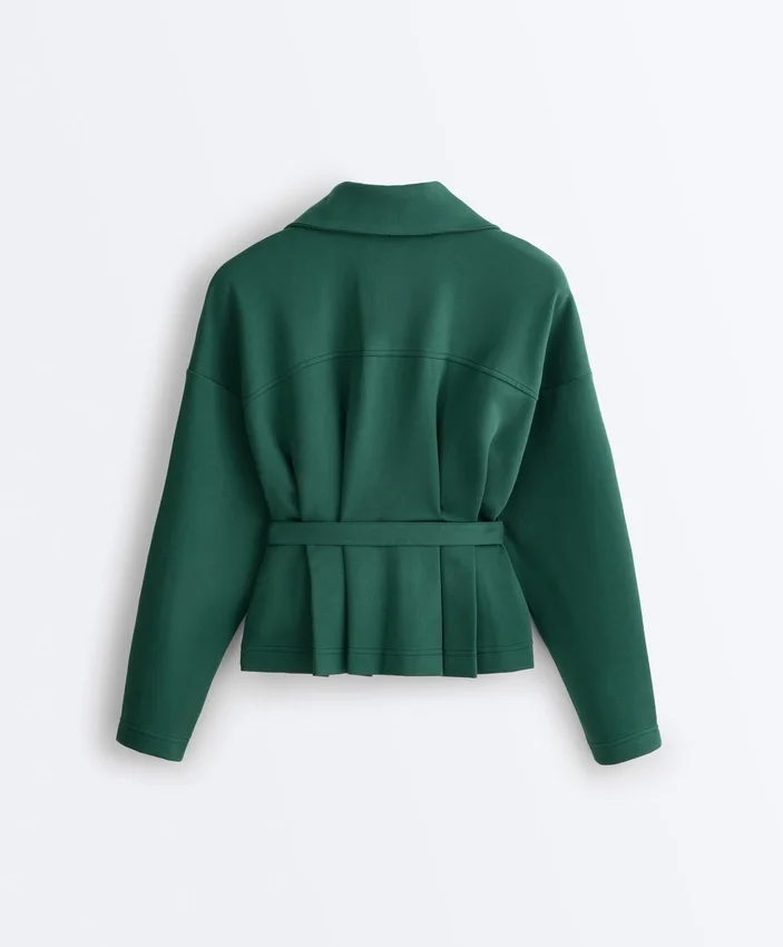 Baumwoll-Piqué-Jacke mit Gürtel Baumwoll-Piqué-Jacke mit Gürtel