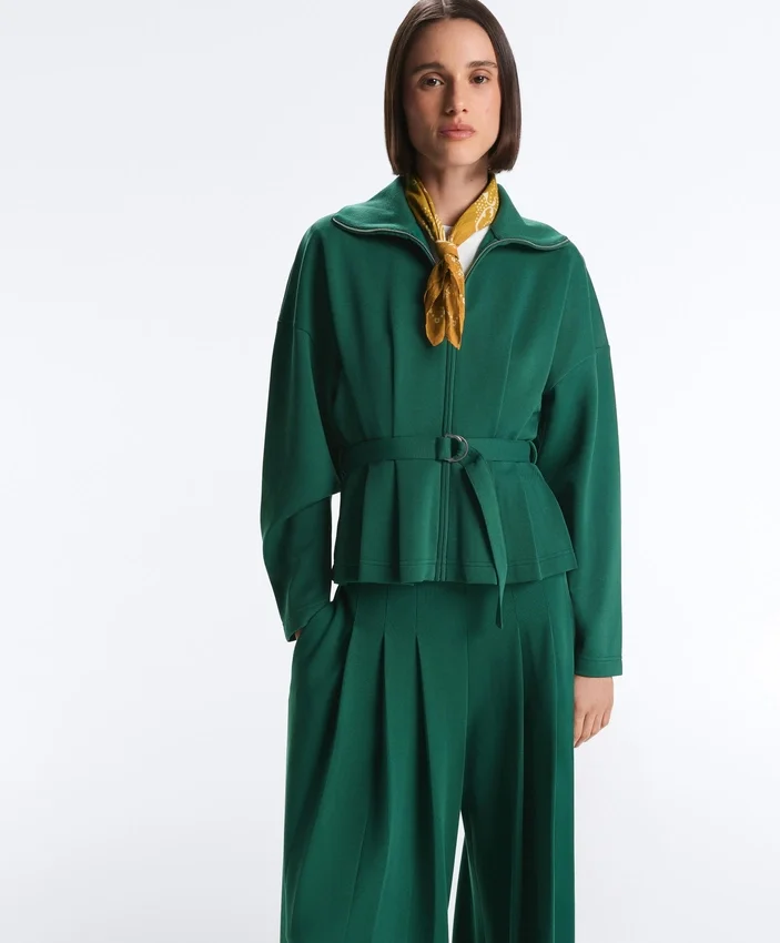 Baumwoll-Piqué-Jacke mit Gürtel Baumwoll-Piqué-Jacke mit Gürtel