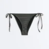 Bikini-Slip mit mittlerer Bedeckung und Bindebändern aus Jacquard mit Washed-Effekt