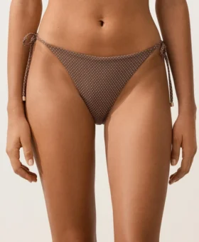 Bikini-Slip mit mittlerer Bedeckung und Bindebändern im Mini-Polka-Dot-Print