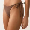 Bikini-Slip mit mittlerer Bedeckung und Bindebändern im Mini-Polka-Dot-Print
