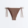 Bikini-Slip mit mittlerer Bedeckung und Bindebändern im Mini-Polka-Dot-Print