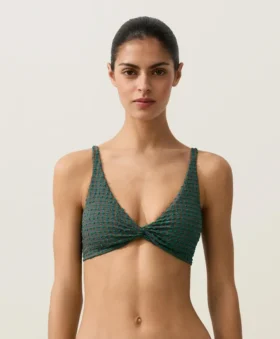 Bikinioberteil mit Neckholder und Vichy-Karomuster