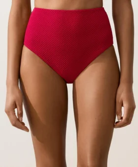 Bikinis-Slip mit hoher Taille und Waffelstruktur
