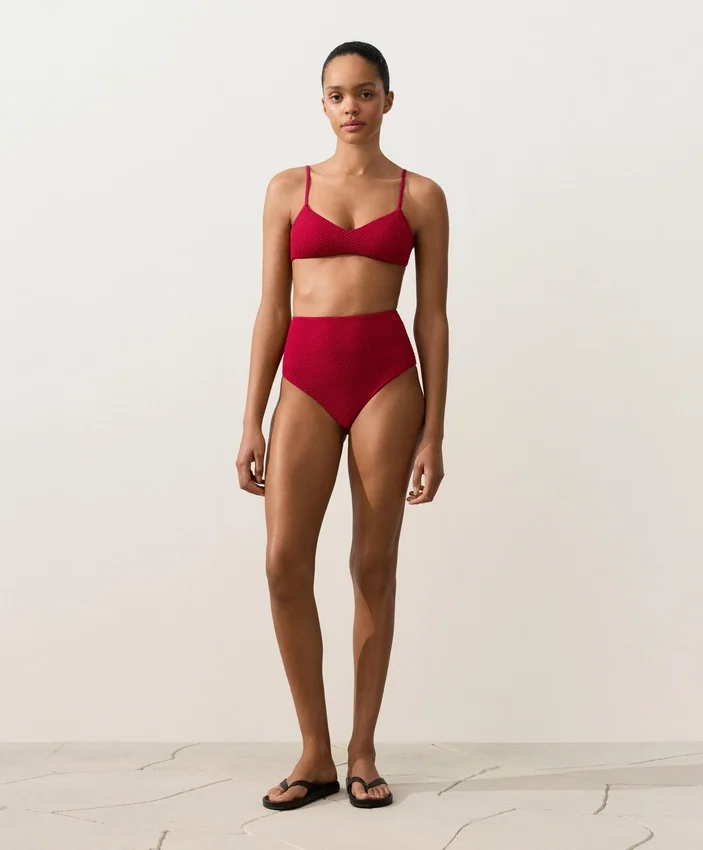 Bikinis-Slip mit hoher Taille und Waffelstruktur Bikinis-Slip mit hoher Taille und Waffelstruktur