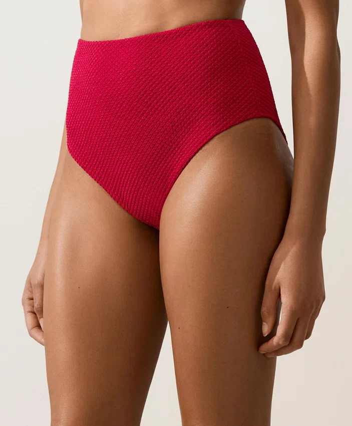 Bikinis-Slip mit hoher Taille und Waffelstruktur Bikinis-Slip mit hoher Taille und Waffelstruktur