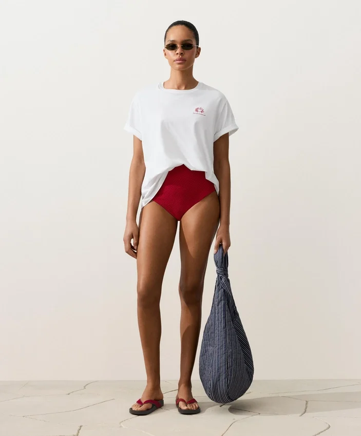 Bikinis-Slip mit hoher Taille und Waffelstruktur Bikinis-Slip mit hoher Taille und Waffelstruktur