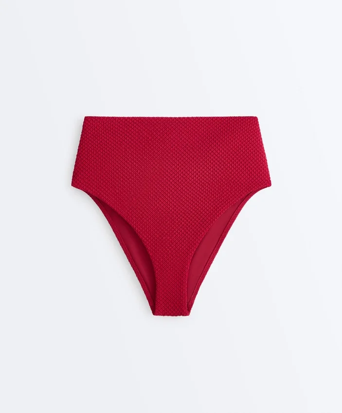 Bikinis-Slip mit hoher Taille und Waffelstruktur Bikinis-Slip mit hoher Taille und Waffelstruktur