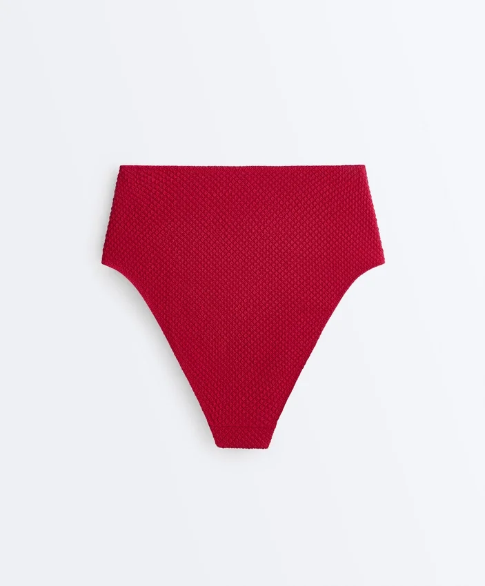 Bikinis-Slip mit hoher Taille und Waffelstruktur Bikinis-Slip mit hoher Taille und Waffelstruktur