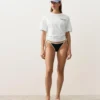 Bikinis-Slip mit mittlerer Bedeckung, Bindebändern und Kontrastbesatz