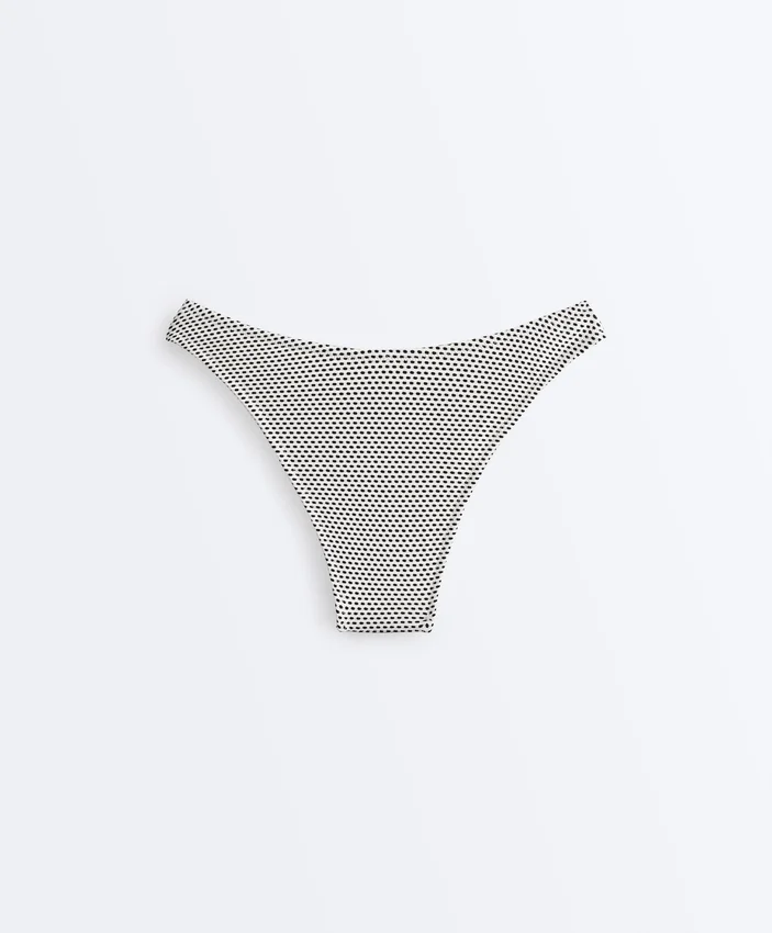 Bikinis-Slip mit mittlerer Bedeckung im U-Cut-Schnitt aus Jacquard mit Polka-Dot-Muster Bikinis-Slip mit mittlerer Bedeckung im U-Cut-Schnitt aus Jacquard mit Polka-Dot-Muster