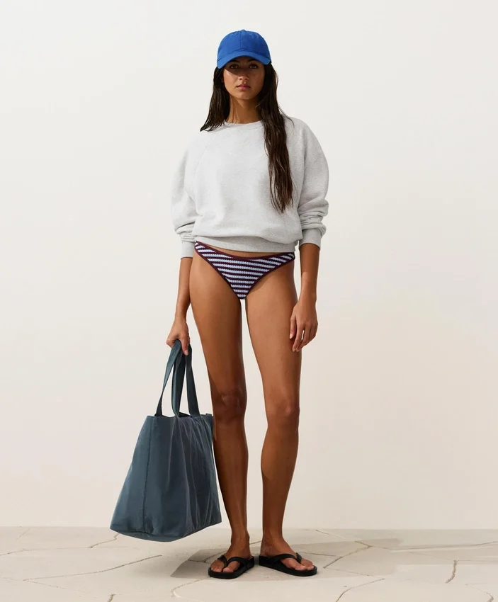 Bikinis-Slip mit mittlerer Bedeckung, strukturierten Streifen und U-Ausschnitt Bikinis-Slip mit mittlerer Bedeckung, strukturierten Streifen und U-Ausschnitt