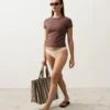 Bikinis-Slip mit mittlerer Bedeckung, U-Ausschnitt und Crinkle-Stoff Bikinis-Slip mit mittlerer Bedeckung, U-Ausschnitt und Crinkle-Stoff