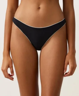 Bikinis-Slip mit mittlerer Bedeckung, U-Ausschnitt und Paspelierung