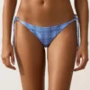 Bikinis-Slip mit mittlerer Bedeckung und Bindebändern im Karomuster