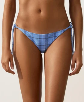 Bikinis-Slip mit mittlerer Bedeckung und Bindebändern im Karomuster