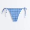 Bikinis-Slip mit mittlerer Bedeckung und Bindebändern im Karomuster