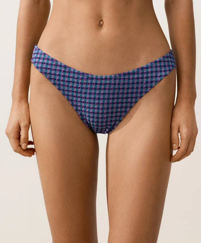 Bikinis-Slip mit mittlerer Bedeckung und U-Ausschnitt im Gingham-Muster Bikinis-Slip mit mittlerer Bedeckung und U-Ausschnitt im Gingham-Muster