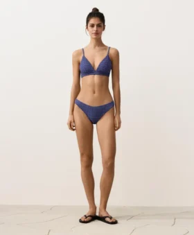 Bikinis-Slip mit mittlerer Bedeckung und U-Ausschnitt im Gingham-Muster
