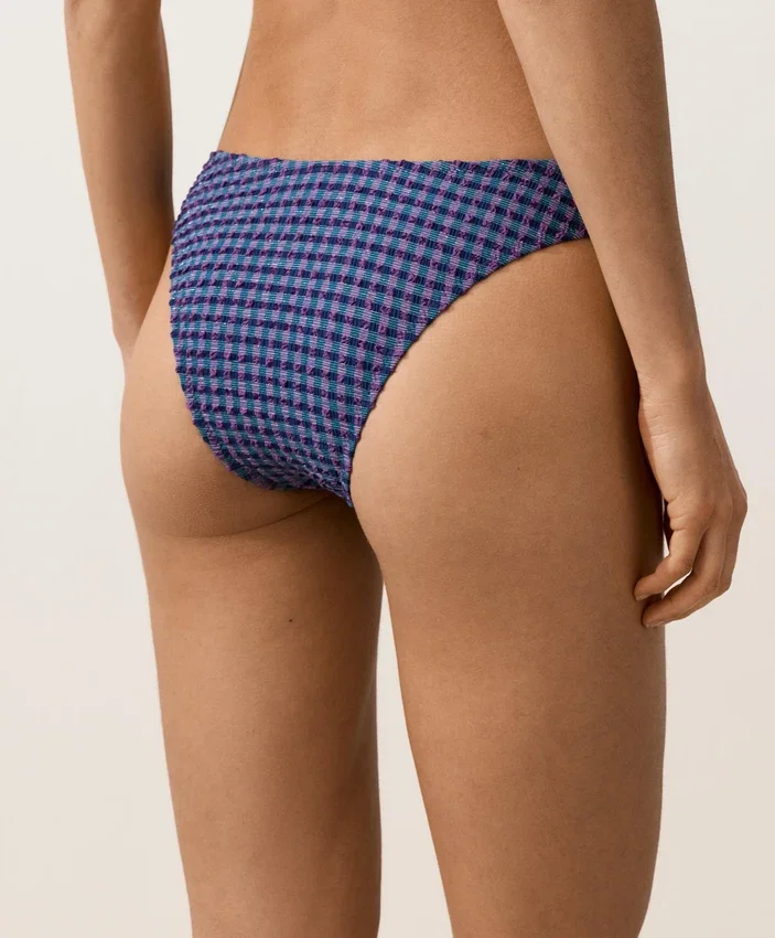 Bikinis-Slip mit mittlerer Bedeckung und U-Ausschnitt im Gingham-Muster Bikinis-Slip mit mittlerer Bedeckung und U-Ausschnitt im Gingham-Muster