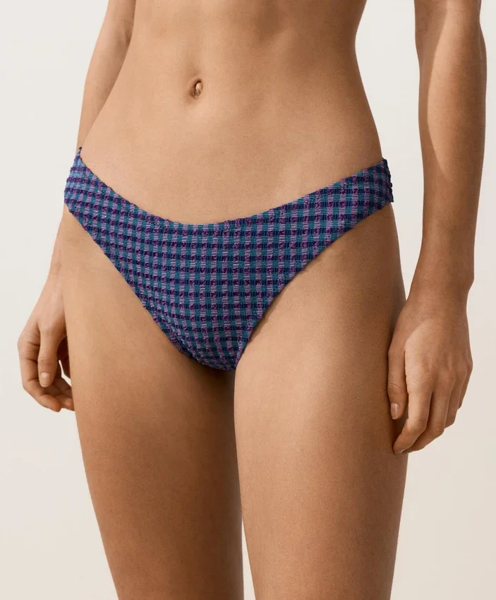 Bikinis-Slip mit mittlerer Bedeckung und U-Ausschnitt im Gingham-Muster Bikinis-Slip mit mittlerer Bedeckung und U-Ausschnitt im Gingham-Muster