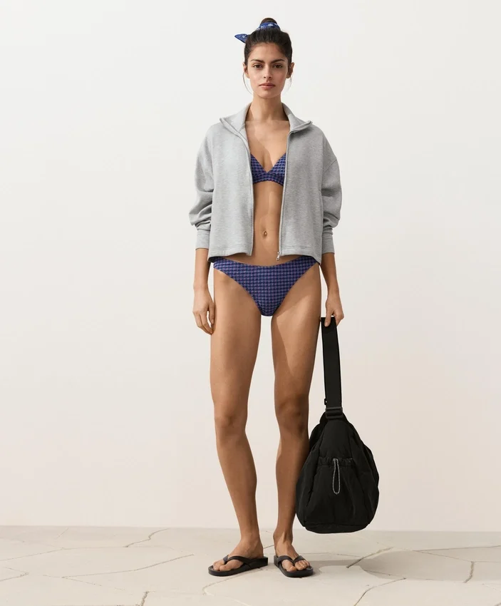 Bikinis-Slip mit mittlerer Bedeckung und U-Ausschnitt im Gingham-Muster Bikinis-Slip mit mittlerer Bedeckung und U-Ausschnitt im Gingham-Muster