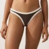 Bikinis-Slip mit U-Ausschnitt, mittlerer Bedeckung und Kontrastbesatz Bikinis-Slip mit U-Ausschnitt, mittlerer Bedeckung und Kontrastbesatz