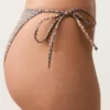 Bikinis-Slips mit mittlerer Bedeckung, Metallic-Faden-Mini-Print und Bändern Bikinis-Slips mit mittlerer Bedeckung, Metallic-Faden-Mini-Print und Bändern