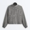 Bomberjacke aus Lyocell-Mischung mit Gingham-Muster Bomberjacke aus Lyocell-Mischung mit Gingham-Muster