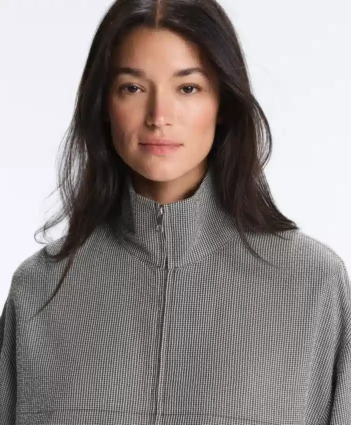 Bomberjacke aus Lyocell-Mischung mit Gingham-Muster Bomberjacke aus Lyocell-Mischung mit Gingham-Muster