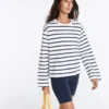 Boxy Oversize-Langarm-T-Shirt aus Baumwollmischung mit Streifenmuster Boxy Oversize-Langarm-T-Shirt aus Baumwollmischung mit Streifenmuster