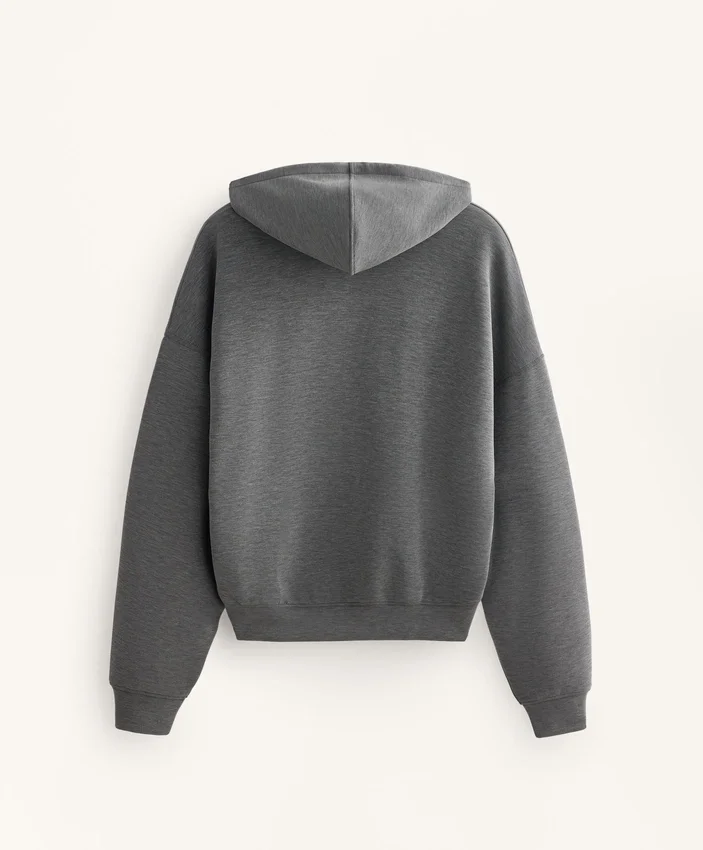 Boxy-Sweatshirt mit Kapuze aus gebürstetem Modal-Melange Boxy-Sweatshirt mit Kapuze aus gebürstetem Modal-Melange
