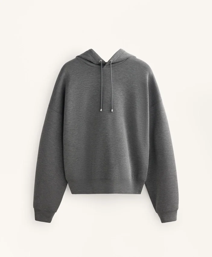 Boxy-Sweatshirt mit Kapuze aus gebürstetem Modal-Melange Boxy-Sweatshirt mit Kapuze aus gebürstetem Modal-Melange
