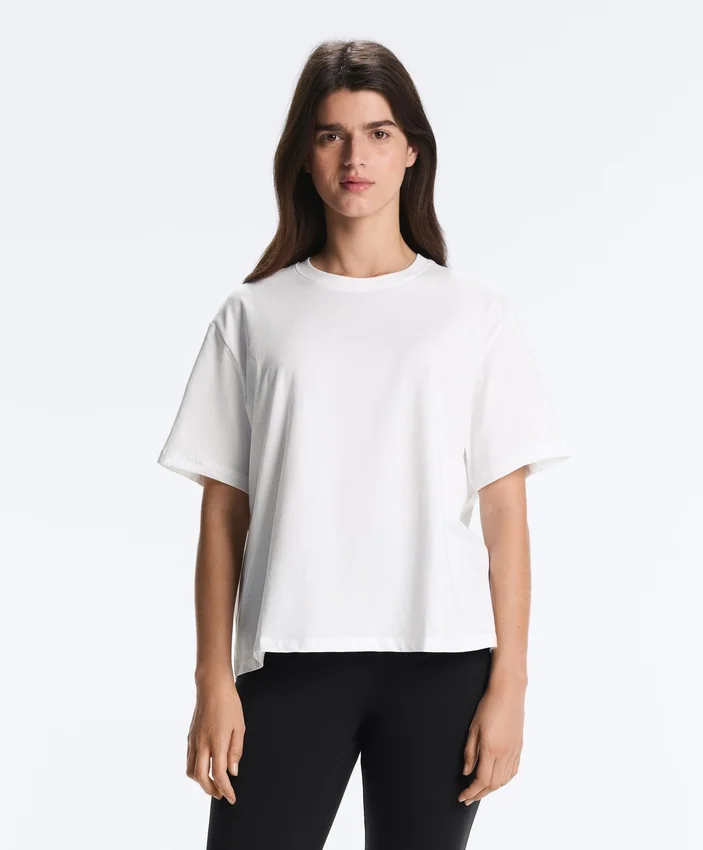 Boxy-T-Shirt aus Baumwollmischung mit kurzen Ärmeln Boxy-T-Shirt aus Baumwollmischung mit kurzen Ärmeln