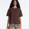 Boxy-T-Shirt aus Baumwollmischung mit kurzen Ärmeln Boxy-T-Shirt aus Baumwollmischung mit kurzen Ärmeln