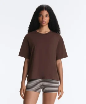 Boxy-T-Shirt aus Baumwollmischung mit kurzen Ärmeln