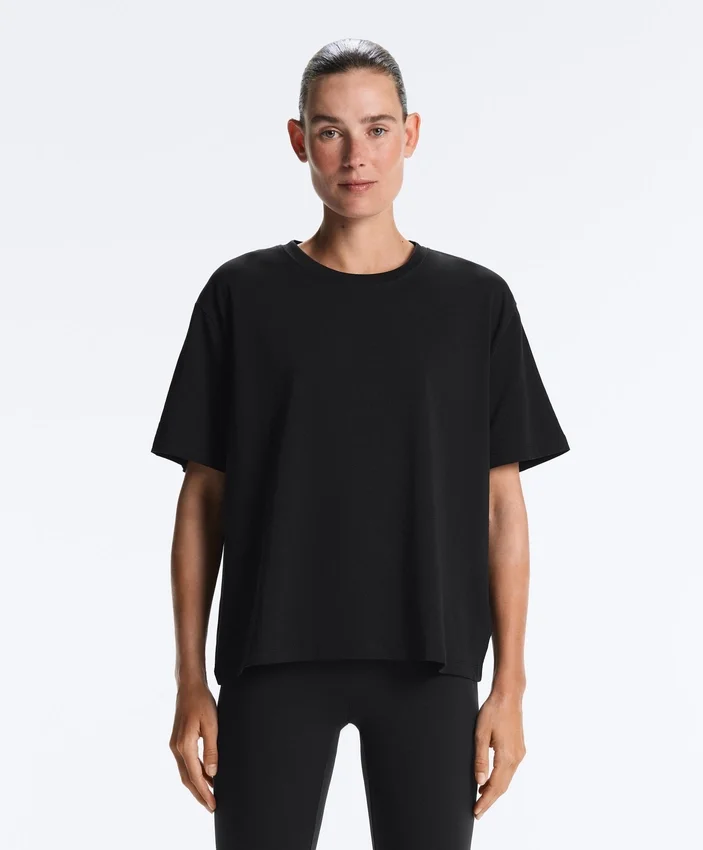 Boxy-T-Shirt aus Baumwollmischung mit kurzen Ärmeln Boxy-T-Shirt aus Baumwollmischung mit kurzen Ärmeln
