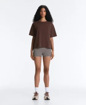 Boxy-T-Shirt aus Baumwollmischung mit kurzen Ärmeln