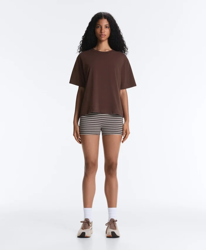 Boxy-T-Shirt aus Baumwollmischung mit kurzen Ärmeln Boxy-T-Shirt aus Baumwollmischung mit kurzen Ärmeln