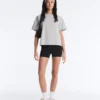 Boxy-T-Shirt aus Baumwollmischung mit kurzen Ärmeln Boxy-T-Shirt aus Baumwollmischung mit kurzen Ärmeln