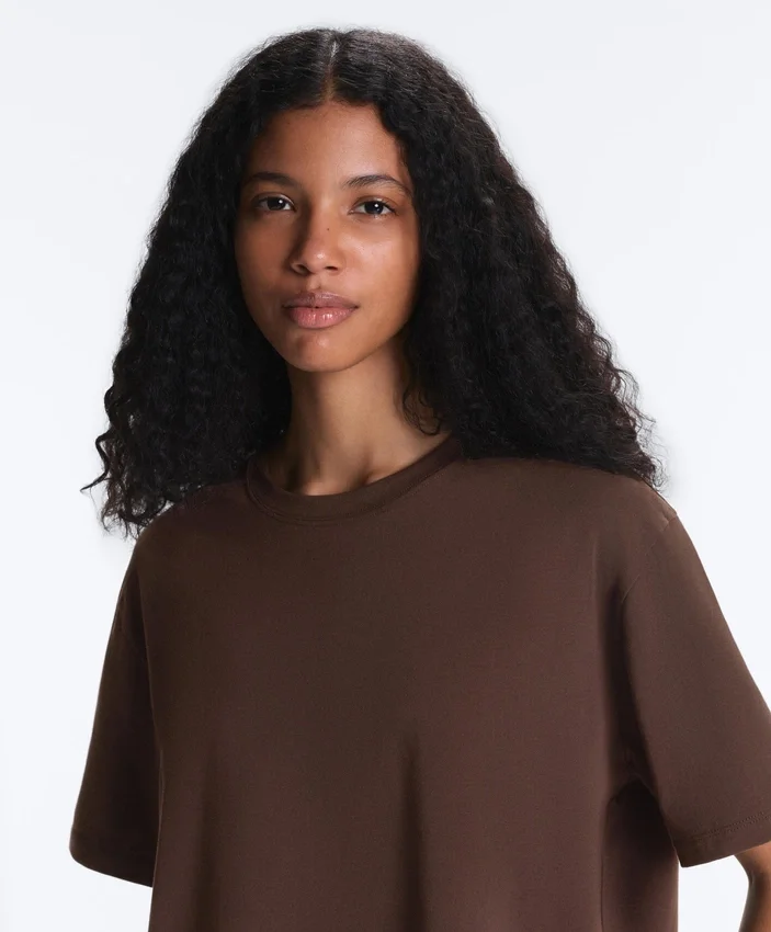 Boxy-T-Shirt aus Baumwollmischung mit kurzen Ärmeln Boxy-T-Shirt aus Baumwollmischung mit kurzen Ärmeln