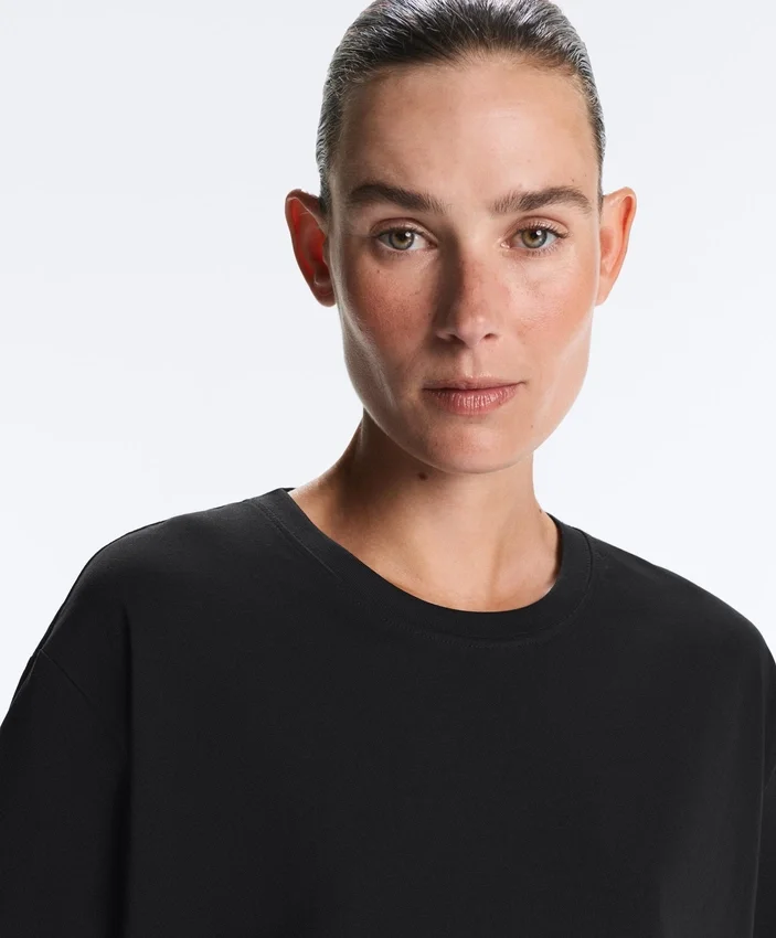 Boxy-T-Shirt aus Baumwollmischung mit kurzen Ärmeln Boxy-T-Shirt aus Baumwollmischung mit kurzen Ärmeln