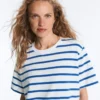 Boxy-T-Shirt aus Baumwollmischung mit kurzen Ärmeln Boxy-T-Shirt aus Baumwollmischung mit kurzen Ärmeln